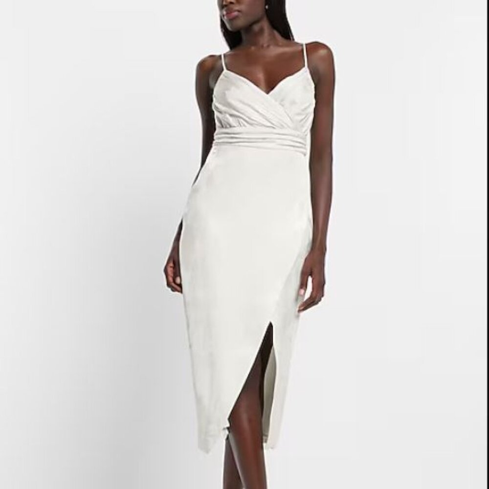 Ruched Jacquard Midi Dress - Sz 4- NWT - slightly off white